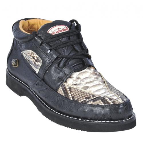 Los Altos Natural / Black Genuine Python Snake Skin With Ostrich Casual Shoes ZA055749-N
